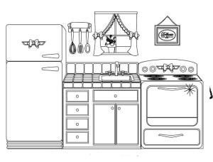 Mobilya boyama sayfası,  coloring page, Mutfakta Mobilya, 