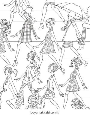 Moda  boyama sayfası – el becerilerini geliştirir, boyama çalışması