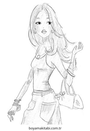 Moda  boyama sayfası – sanatsal çalışma, çocuklar için