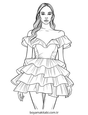 Moda  boyama sayfası – evde etkinlik, ücretsiz yazdır