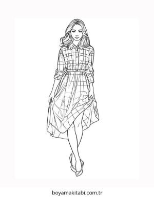 Moda  boyama sayfası – kolay boyama, eğitici aktivite