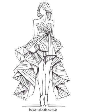 Moda  boyama sayfası – çizgi film temalı, basit çizim
