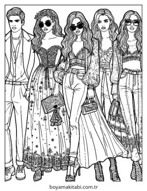 Moda  boyama sayfası – eğitici aktivite, yaratıcılık