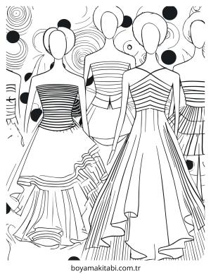 Moda  boyama sayfası – boyama çalışması, yaratıcılığı geliştirir