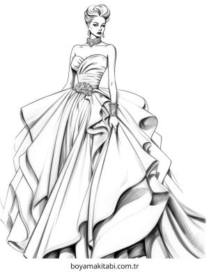 Moda  boyama sayfası – çizgi film temalı, basit çizim