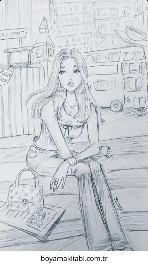 Moda  boyama sayfası – yaratıcılık, eğlenceli etkinlik