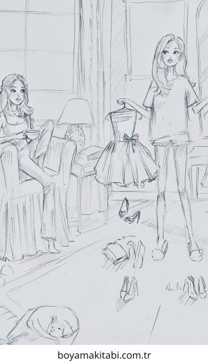 Moda  boyama sayfası – PDF indir, sevimli karakter