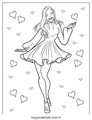 Moda  boyama sayfası – eğitici aktivite, yaratıcılık