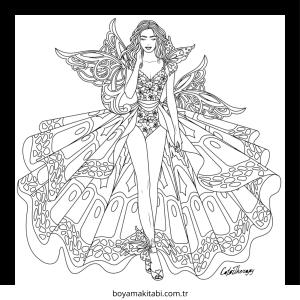 Moda  boyama sayfası – sanatsal çalışma, çocuklar için
