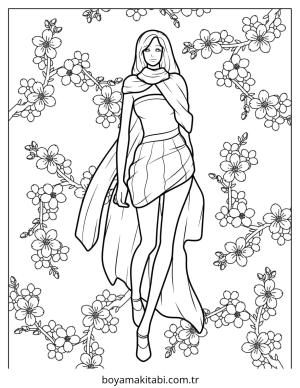 Moda  boyama sayfası – evde etkinlik, ücretsiz yazdır