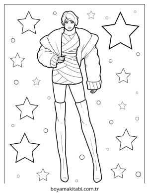 Moda  boyama sayfası – sevimli karakter, sanatsal çalışma