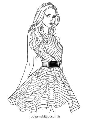 Moda  boyama sayfası – sevimli karakter, sanatsal çalışma