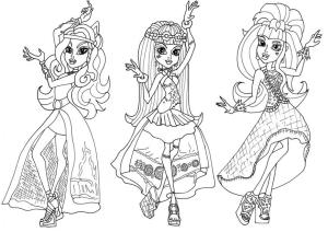 Monster High (Canavar High) boyama sayfası,  coloring page, Üç Canavar Yüksek Dansı, 