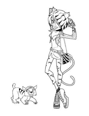 Monster High (Canavar High) boyama sayfası,  coloring page, Toralei ve Evcil Hayvan, 