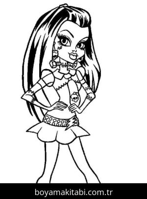 Monster High (Canavar High) boyama sayfası – sevimli karakter, sanatsal çalışma