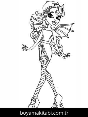 Monster High (Canavar High) boyama sayfası – çizgi film temalı, basit çizim
