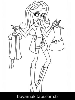 Monster High (Canavar High) boyama sayfası – çizgi film temalı, basit çizim
