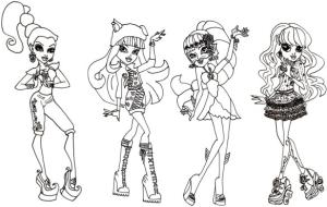 Monster High (Canavar High) boyama sayfası,  coloring page, Dört Monster High, 