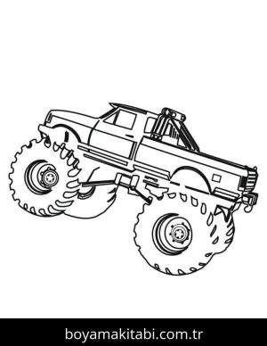 Monster Truck boyama sayfası – el becerilerini geliştirir, boyama çalışması