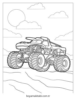 Monster Truck boyama sayfası – renkli çizimler, okul öncesi