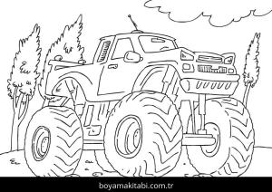 Monster Truck boyama sayfası – basit çizim, kolay boyama