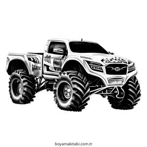 Monster Truck boyama sayfası – boyama etkinliği, çocuk aktivitesi