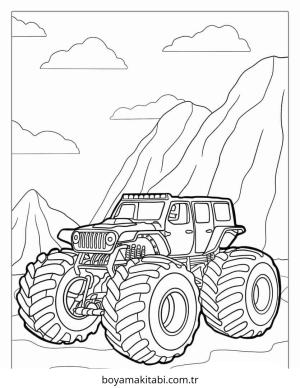 Monster Truck boyama sayfası – çocuklar için, çizgi film temalı