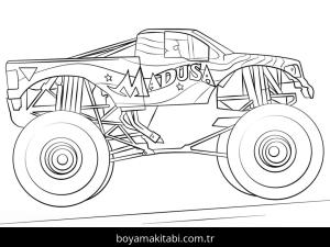 Monster Truck boyama sayfası – çizgi film temalı, basit çizim