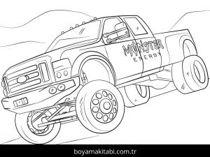 Monster Truck boyama sayfası – sevimli karakter, sanatsal çalışma