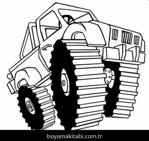 Monster Truck boyama sayfası – çizgi film temalı, basit çizim