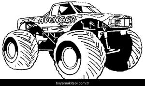 Monster Truck boyama sayfası – boyama etkinliği, çocuk aktivitesi