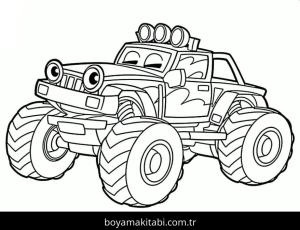 Monster Truck boyama sayfası – kolay boyama, eğitici aktivite