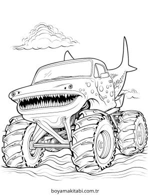 Monster Truck boyama sayfası – basit çizim, kolay boyama