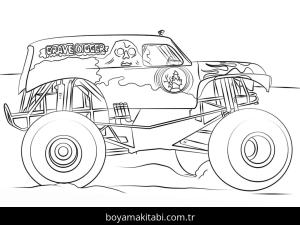 Monster Truck boyama sayfası – basit çizim, kolay boyama