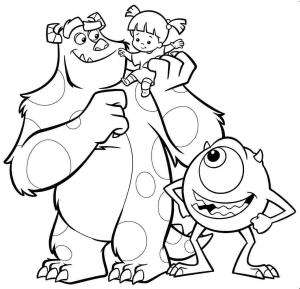 Monsters Inc. boyama sayfası,  coloring page, Sully, Boo ve Mike, 