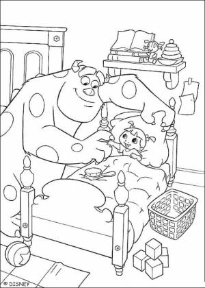 Monsters Inc. boyama sayfası,  coloring page, Boo, Sully tarafından yatıştırılır, 