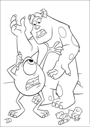 Monsters Inc. boyama sayfası,  coloring page, Jame P. Sullivan ve Mike Wazowski, 