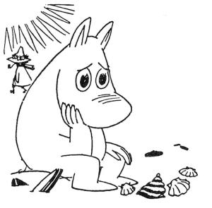 Moomin boyama sayfası,  coloring page, Hüzünlü Moomintroll, 