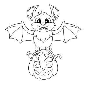 Morcego boyama sayfası,  coloring page, Balkabağıyla Uçan Yarasa, 