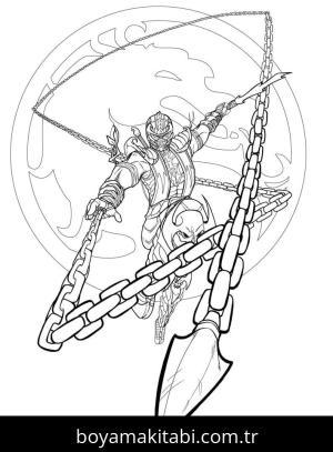 Mortal Kombat boyama sayfası – el becerilerini geliştirir, boyama çalışması