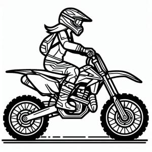 Motokros boyama sayfası,  coloring page, Motosikletli bir kız çizin, 