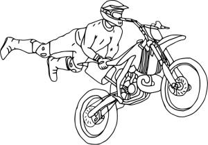 Motokros boyama sayfası,  coloring page, Motokros uçuş performansının çizilmesi, 