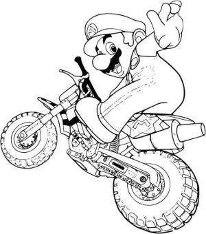 Motokros boyama sayfası,  coloring page, Motokros Süper Mario’yu çizin, 