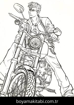 Motosiklet boyama sayfası – çizgi film temalı, basit çizim