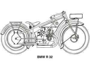 Motosiklet boyama sayfası,  coloring page, BMW R32 Motosiklet, 