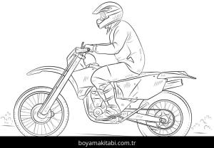 Motosiklet boyama sayfası – PDF indir, sevimli karakter