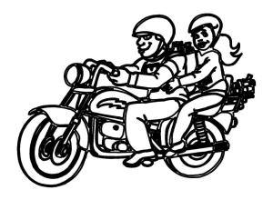 Motosiklet boyama sayfası,  coloring page, Motosikletli Çift, 