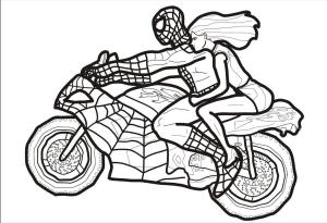 Motosiklet boyama sayfası,  coloring page, Bir Motosiklet Üzerinde Örümcek Adam, 