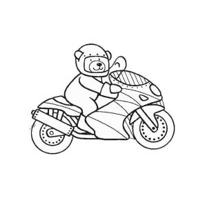 Motosiklet boyama sayfası,  coloring page, Motosikletli Sevimli Ayı, 