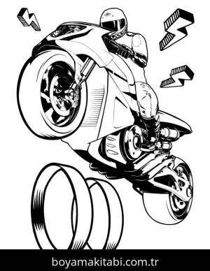Motosiklet boyama sayfası – evde etkinlik, ücretsiz yazdır